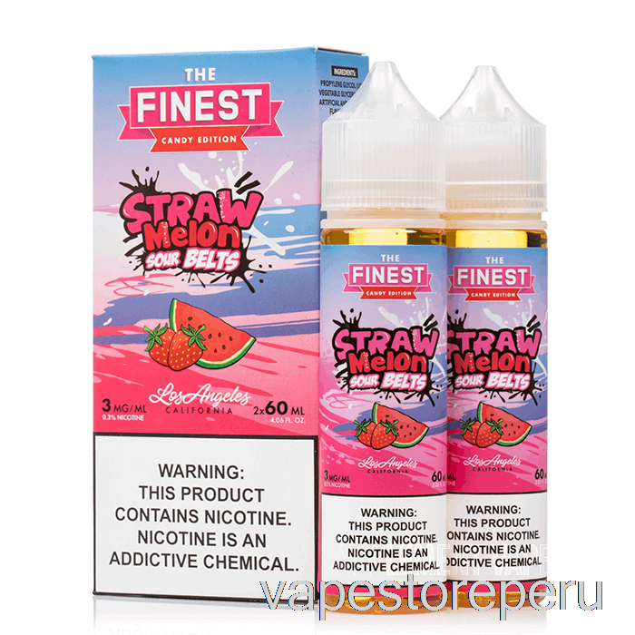 Vape Sin Nicotina Peru Paja Melón Sour Cinturones - La Edición De Dulces Más Finos - 120ml 3mg